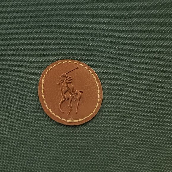 Polo Ralph Lauren Canvas Messenger Crossbody Bag Tote Green Brown Trim 15” Wide - Picture 4 of 14